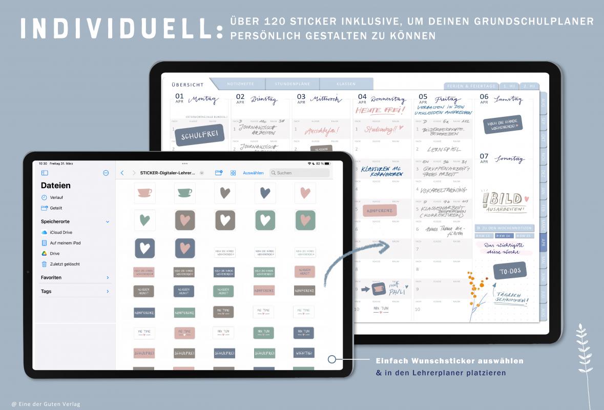 Download Lehrerkalender für Schuljahr 2023 2024 mit Sticker, individuell gestaltbar, mit Stundenplan, Klassenlisten, u.v.m.